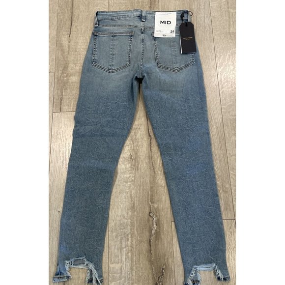 Rag & Bone JEAN Cate Mid-Rise Ankle Skinny Distressed Hem Medium Blue 26 NWT - Picture 9 of 13